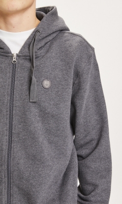 Elm Badge Zip-Hoodie - dark grey melange